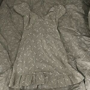 Hollister green floral mini dress size medium